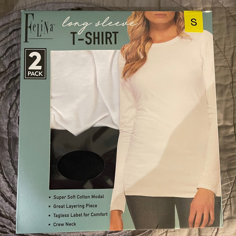 2-pack - long sleeve plain shirts, size small